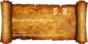 Berghofer Milos névjegykártya